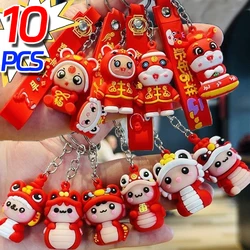 Cute Snake Pendant Keychain Cartoon Snake Years Lucky Pendants Fashion Backpack Hanging Decoration Accessories New Year Gifts