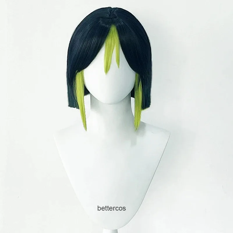 Sisi 223330cm jogo impacto tighnari azul escuro verde gradiente peruca cosplay resistente ao calor perucas sintéticas