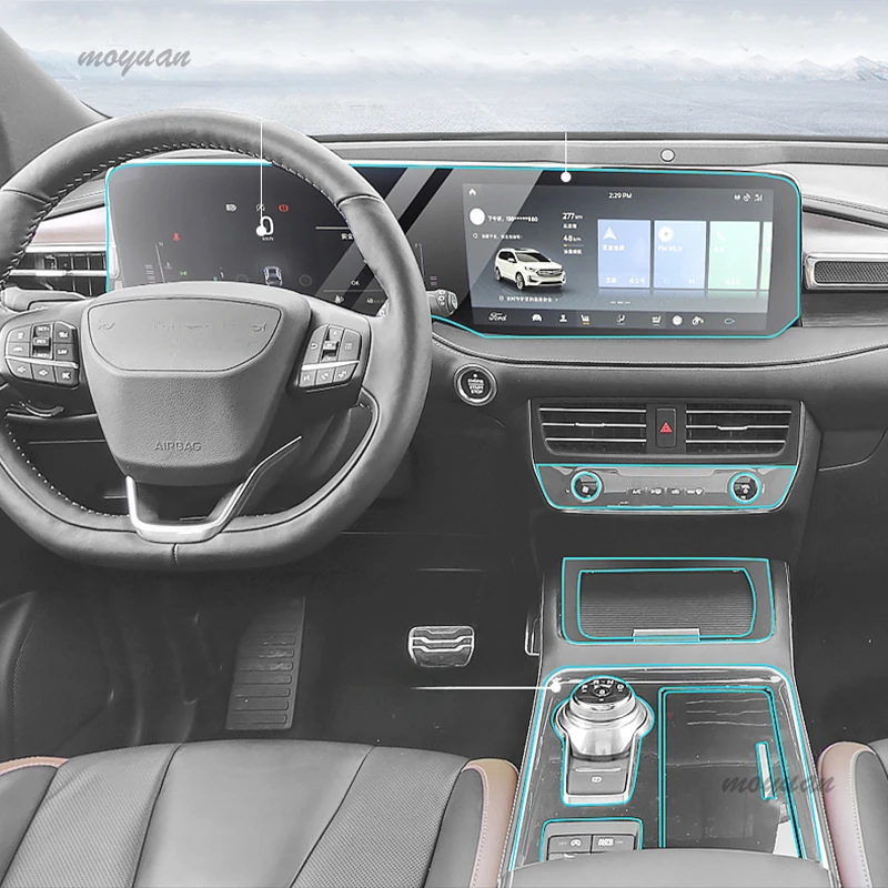 

Прозрачная пленка из ТПУ для Ford Edge plus Escape, наклейка для салона автомобиля, центральная консоль, сенсорный экран, воздушная шестерня, дверная панель, окна