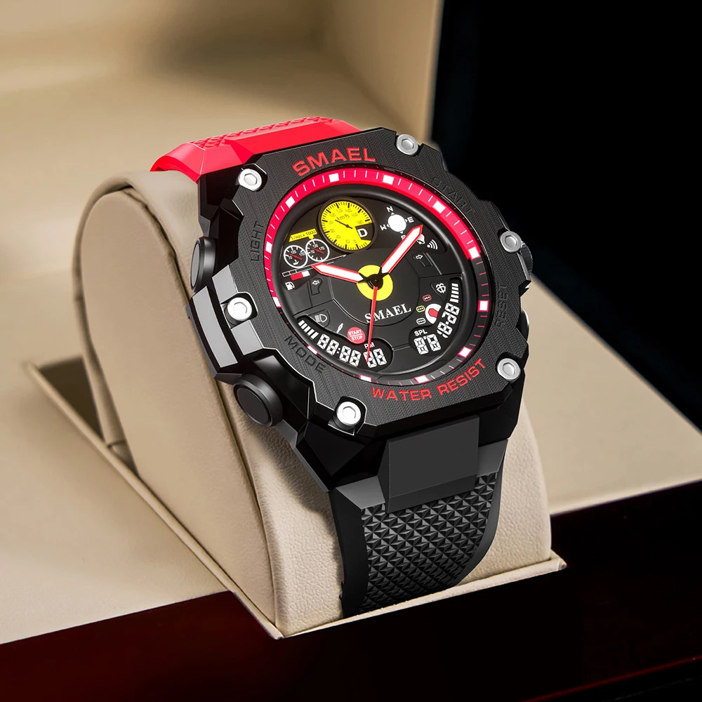 

New Sports Watches Dual Time Display Wristwatches Mens Backlight Alarm Stopwatch 8092 Military Watches Digital LED Mens Watches