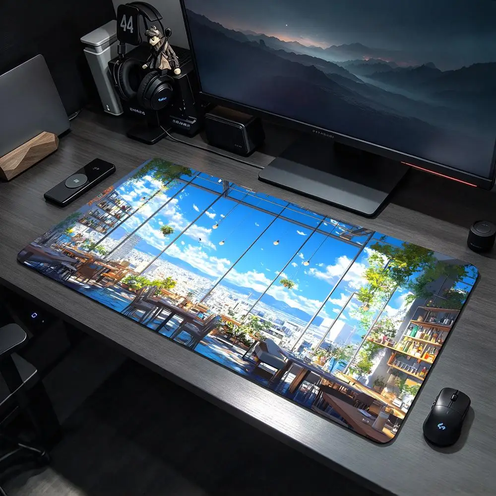 Flat Graphic 2-2D Two dimensional Mouse Pad Large Gaming Mousepad Desk Mat Non Slip Bottom Featuring Stitched Edges