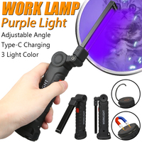 BALDR UV Flashlight Triple Light Spectrum (365-395nm) Type-C Fast Charge Waterproof ABS Body with Hanging Hook UV Flashlight