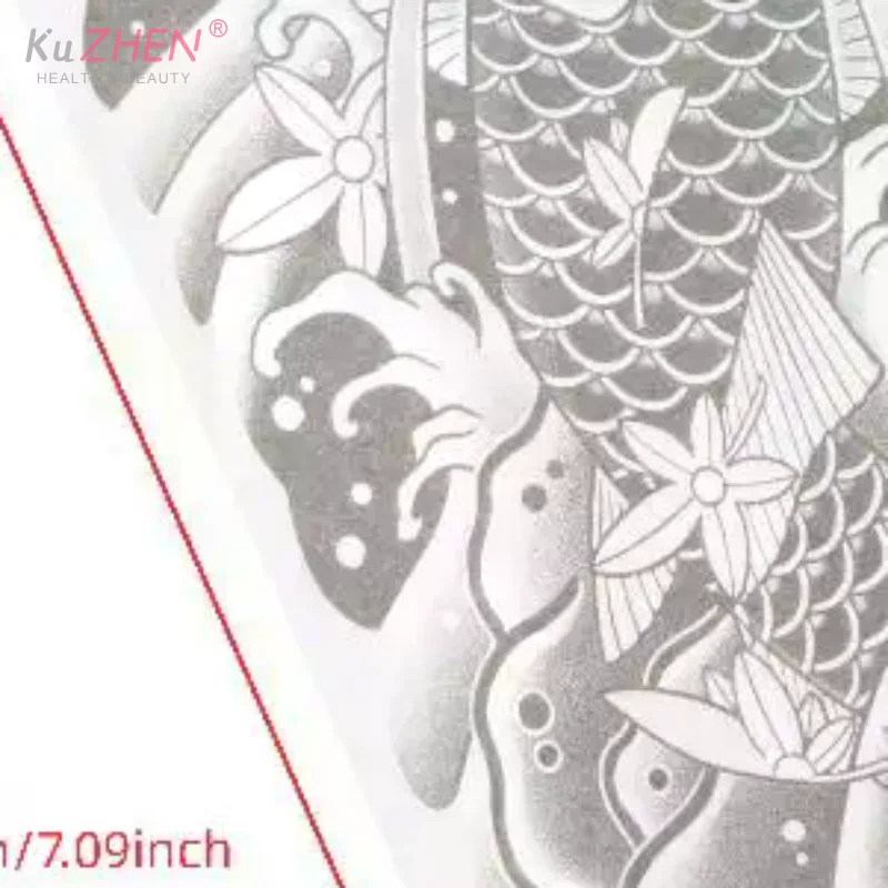 

1sheet Semi-permanent Temporary Tattoo Sticker Traditional Japanese Koi Fish & Blossom Waterproof Fake Tattoo For Men Arm
