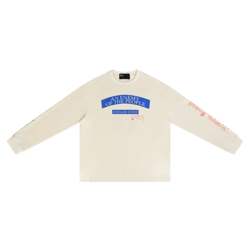 Vintage Waffle Thermal Long Sleeve Double Sided Portrait Tee
