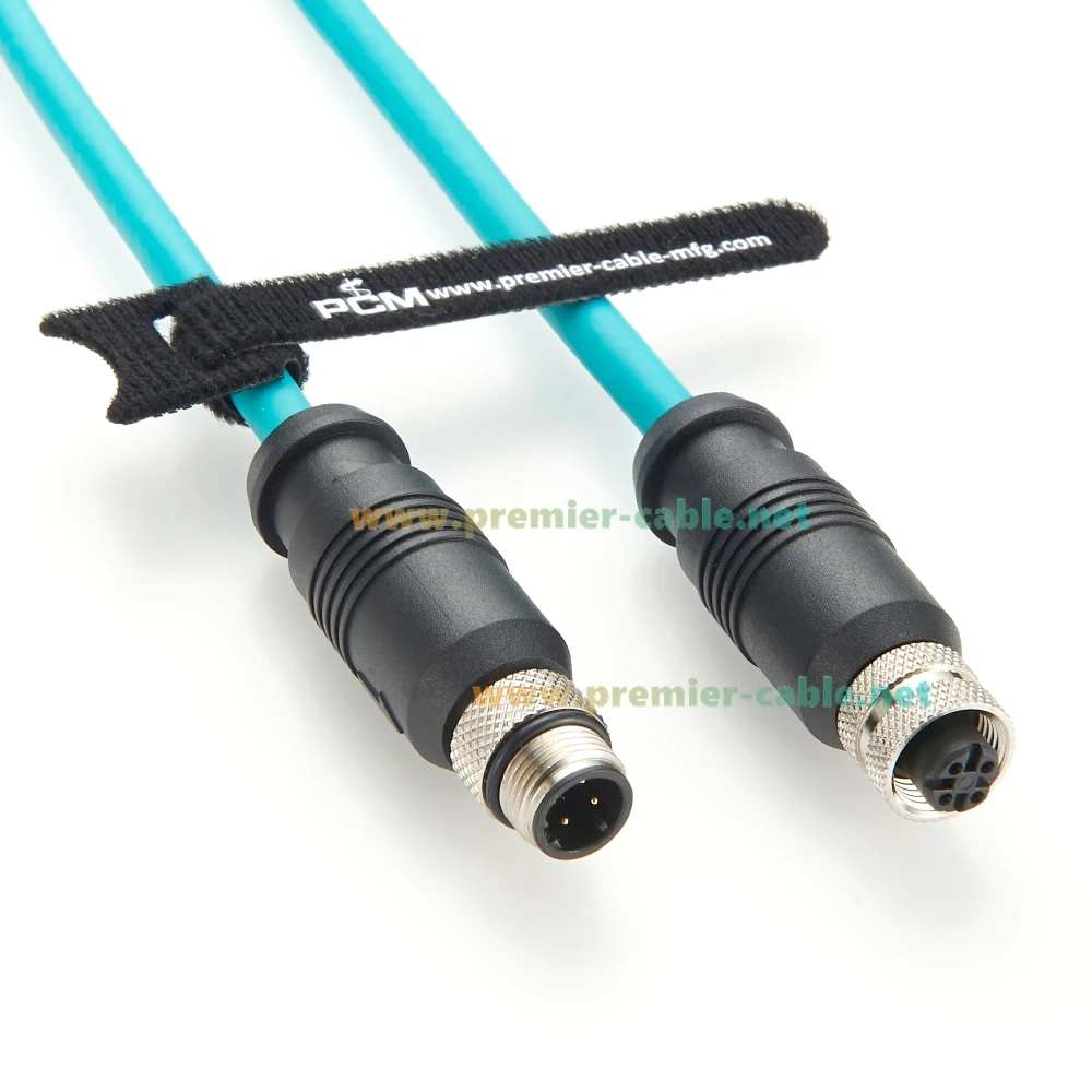 Cabo Ethernet CAT6A Profinet M12 4Pin D Código Macho para Fêmea GigE Vision Cabo blindado de alta Flex para Sensor Cognex Keyence