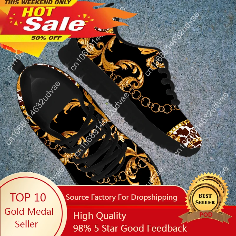 

Breathable Shoes For Womens European Luxury Golden Star Baroque Flat Sneakers Retro Female Mesh Footwear Zapatillas Mujer