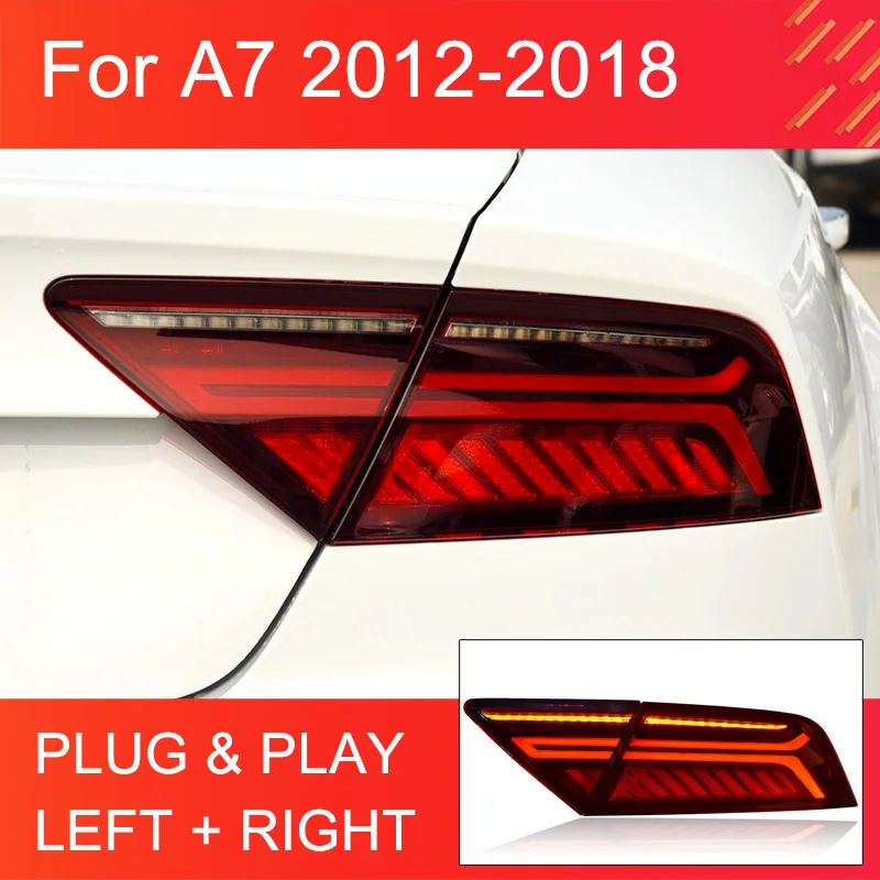 1 Pair LED Taillights Assembly For Audi A7 S7 RS7 2012-2018 Tail Lamps Plug and Play Upgrade Full LED Rear Rear Taillights