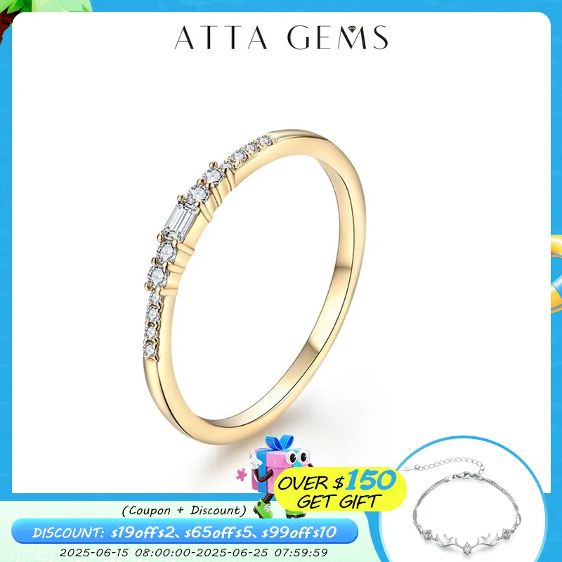 

ATTAGEMS Excellent Cut New Top Quality D Color Moissanite Ring for Women 925 Sterling Silver Solid 10k 14k 18k White Gold Girls