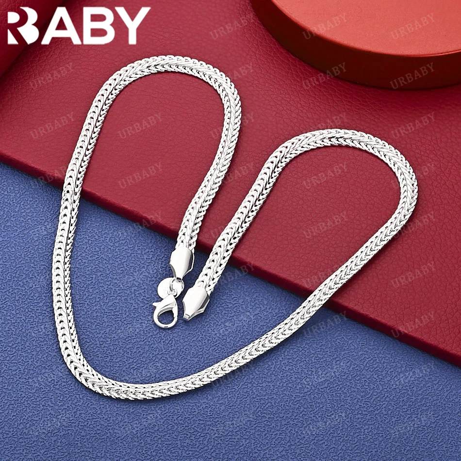 

URBABY 925 Sterling Silver 50cm 6mm Dense Chain Necklace Charm Trend Birthday Gifts Fashion Party