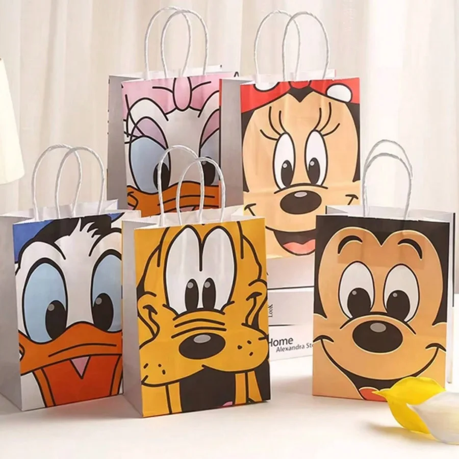 5/10/15 حقيبة هدايا ميكي للحفلات بتصميم شخصية كرتونية، مثالية لحقيبة هدايا الاحتفالات في المهرجانات، كيس ورقي