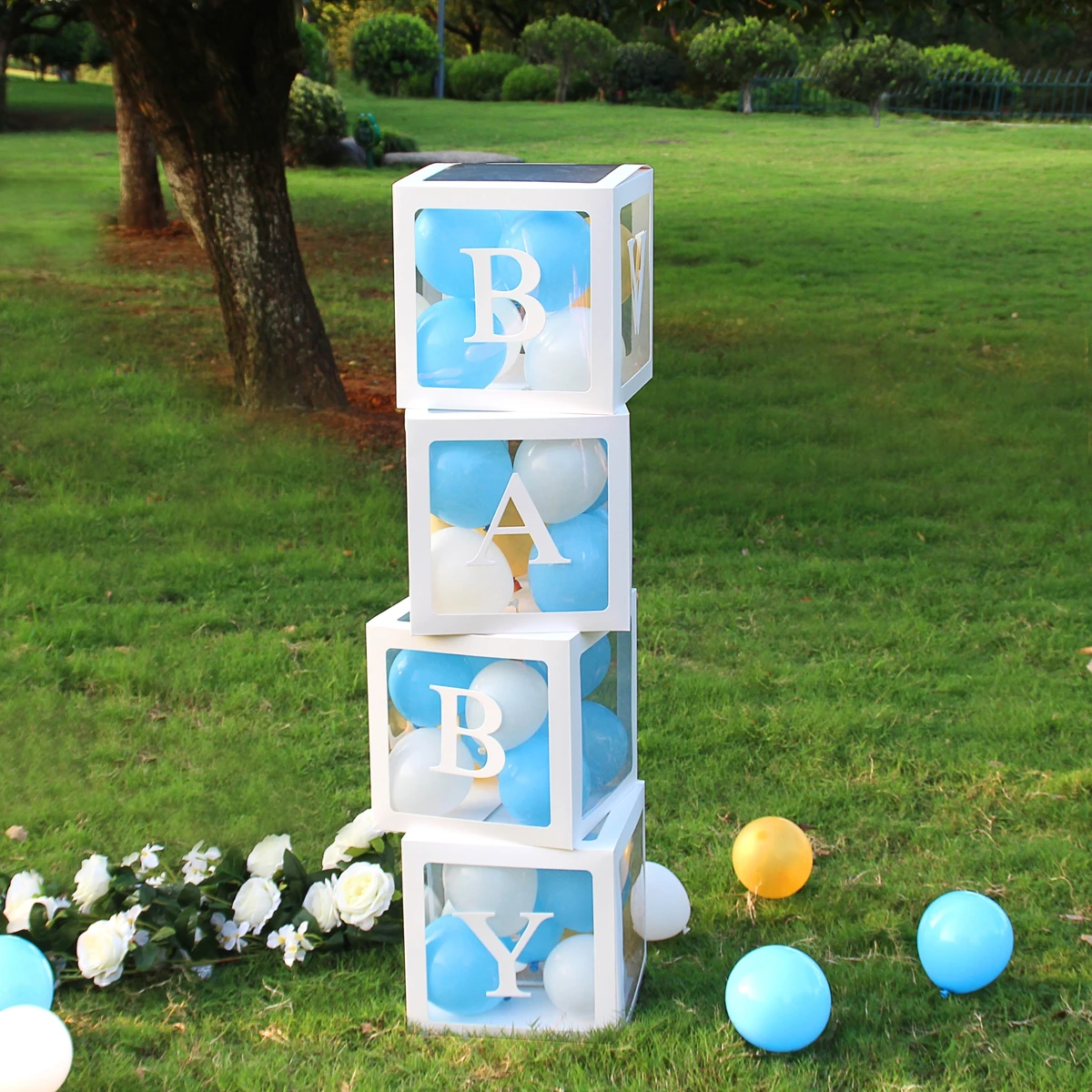 Transparent Letter Box Birthday Wedding Custom Name Balloon Box Kids 1st Birthday Party Decor for Boy Baby Shower Party Decor