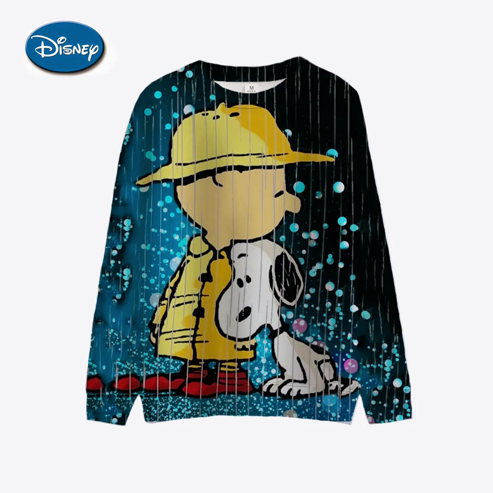 Snoopy Cartoon Anime Women Pullover Spring Autumn Women O-neck Hoodie 2024 New Fashion Oversized Couple Sweatshirt Tops ﻿