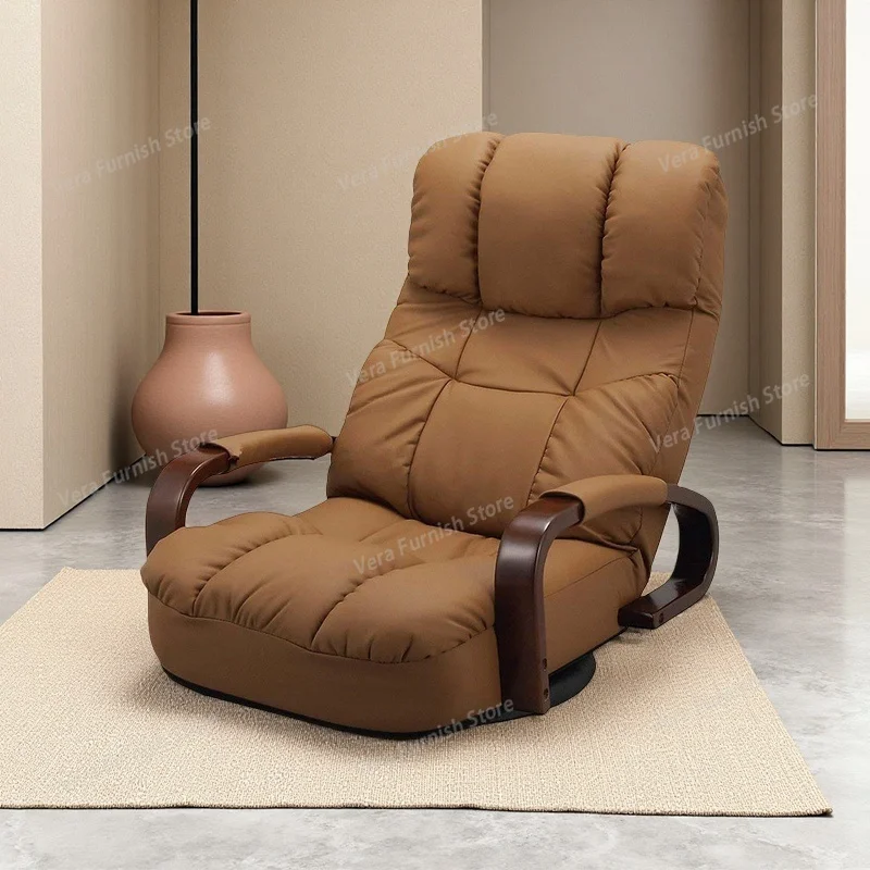 360-Degree Swivel Japanese Floor Chair – Ergonomic Leather Upholstery Comfortable Low-Seating Chaise For Gaming & Relaxation