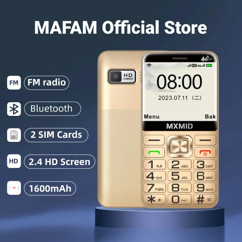 Mafam G1000Cell Phone For Elderly Loud Volume Large Buttons Dual SIM Long Battery SOS Button Long Battery Strong Torch GSM 2G