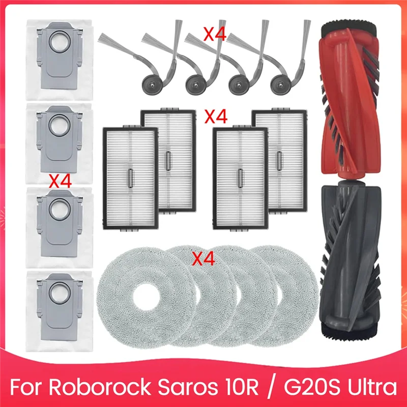 

BAAO-Для Roborock Saros 10R/G20S Ultra Детали для пылесоса Основная боковая щетка HEPA-фильтры Накладки для швабры Мешки для пыли Комплект аксессуаров