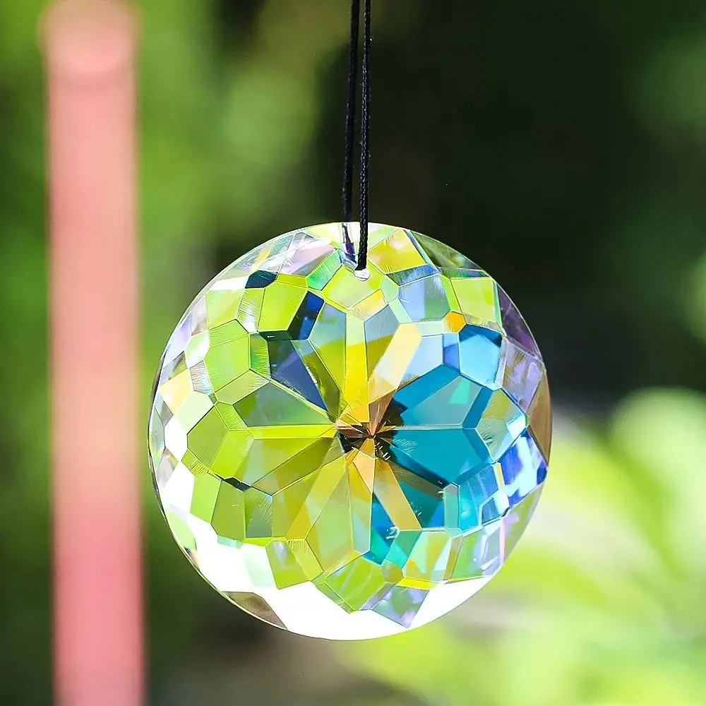 Glass Chandelier 60MM Mandala Suncatcher Clear DIY Crafts Mandala Crystal Pendant Round Flower Faceted Crystal Prisms Home Decor