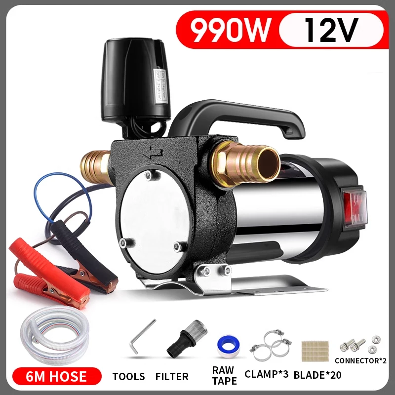 12V/24V/220V Diesel Kerosene Fuel Transfer Pump Self-Priming Oil Dispenser Portable Automatically Stop Electric oil pump