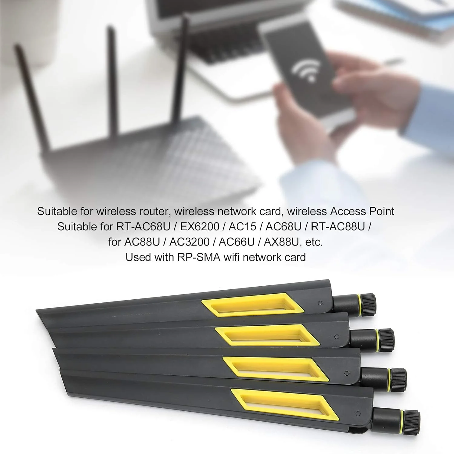 RT AX88U AX6000 듀얼 밴드용 4Pcs 10dB 라우터 안테나, 안정적인 구조, 우수한 성능을 갖춘 SMA 네트워크 카드