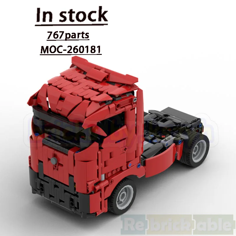 

MOC-260181 Red New Model Cargo Semi-Trailer Dump Truck Building Blocks 767 Parts Creative Boys Children's Birthday Toy Gift