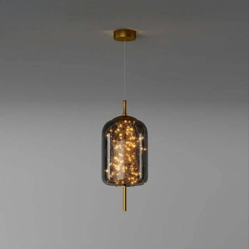 Nordic Starry Sky Glass Pendant Lamp Stars Bedside Chandelier Light Luxury Long Line Smoke Personality Hotel Bar Hanging Lamp