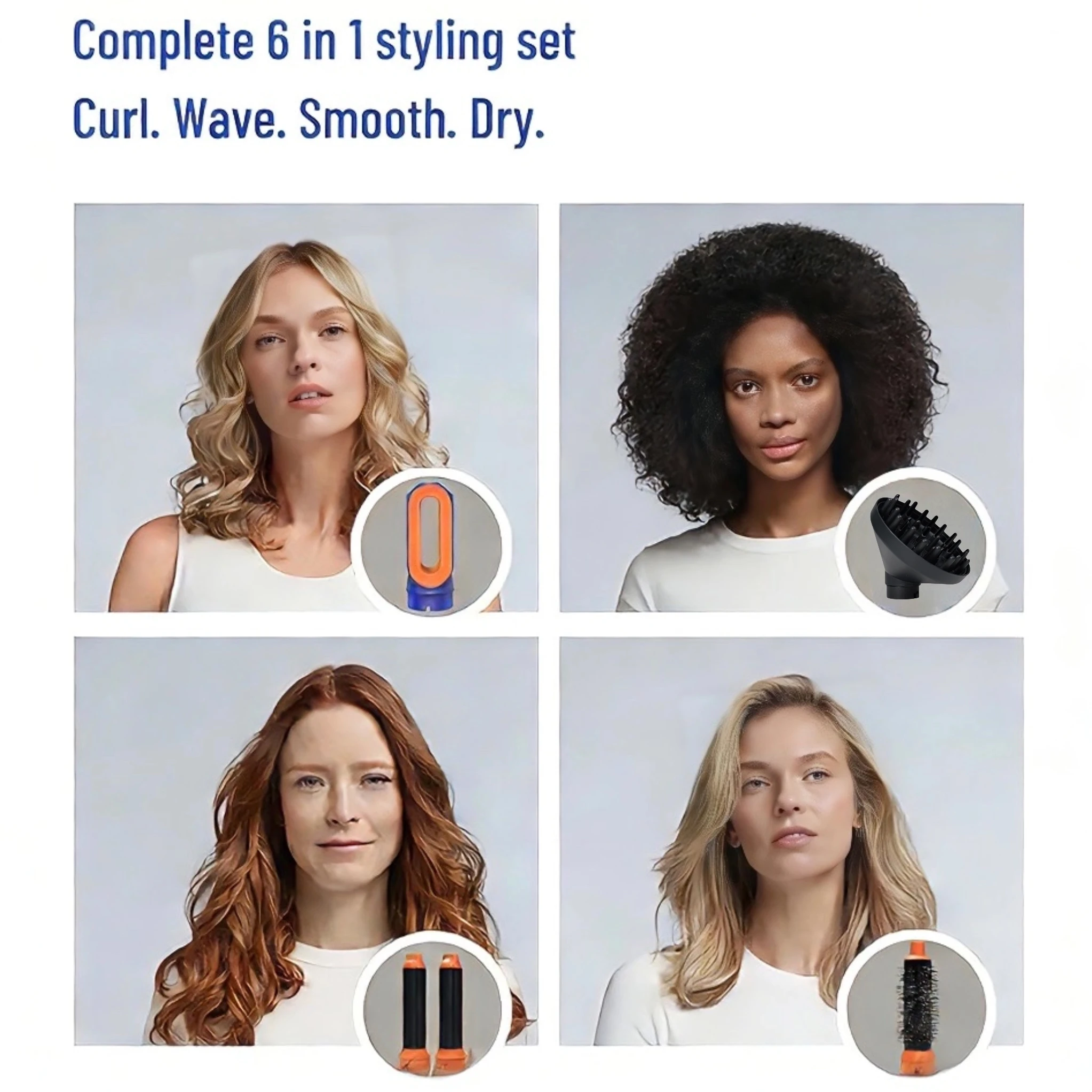 6 In 1 Hair Styler New Curl Hair Dryer For Hair 6 in 1 Hair Styler With Curling Barrel Hot Air Brush Styling Tool MultiStyler