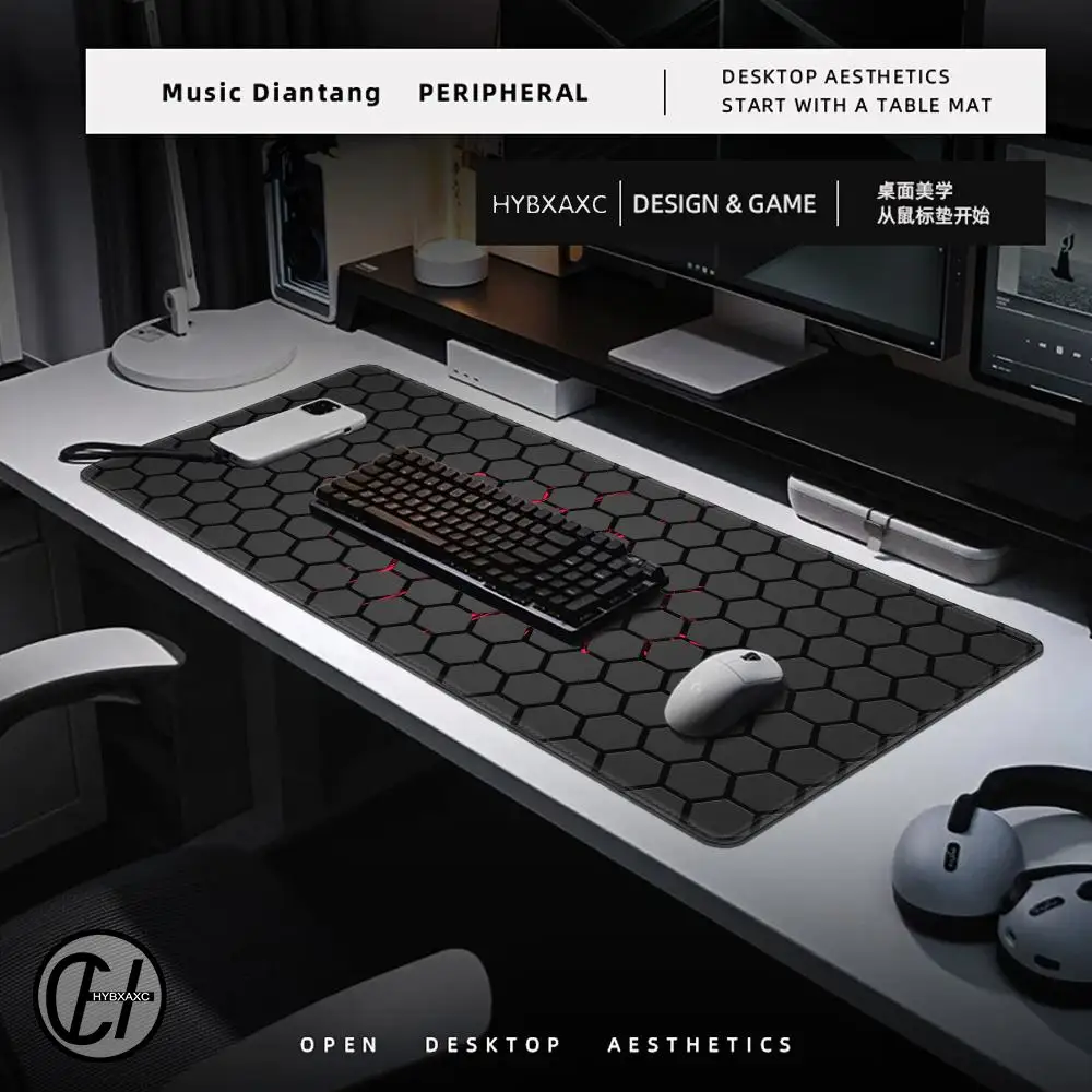 Hexagon Geometric Mouse Pad Desk Mouse Pad Cute HD Desk Pad Extended Gaming Keyboard Mats Large XXL Gamer Mousepad 90x40