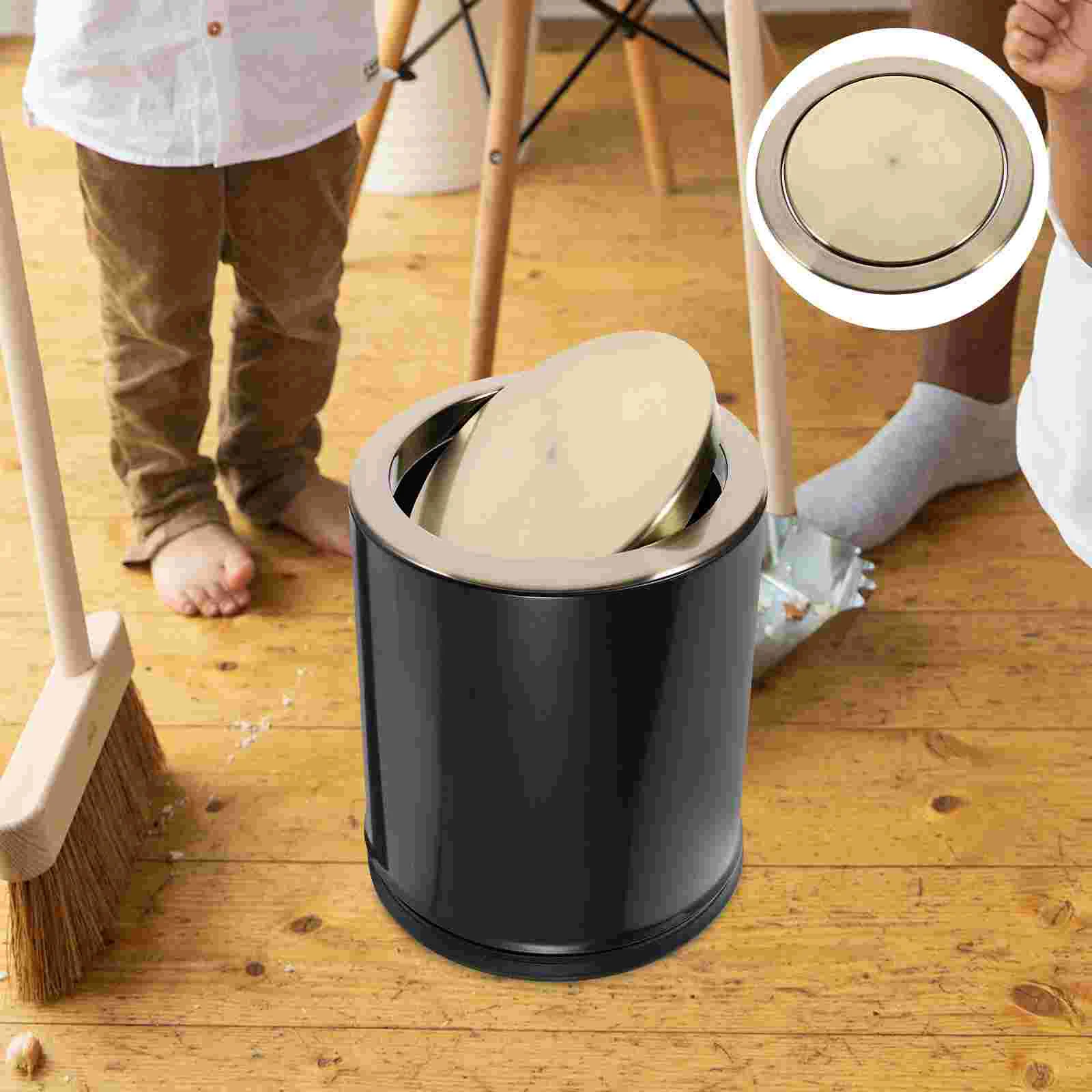 Practical Accessory Round Recessed Counter Top Cover Stainless Steel Space-saving Lid Design Countertop Trash 430 Anti-rust Can