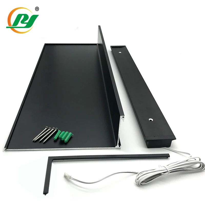 رف عرض أرفف عائمة من الألومنيوم على الحائط الحديث مع أضواء LED #6