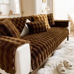 High-grade Plush Cushion Padded Warm Non-slip Sofa Towel Rabbit Plush Sofa Cushion Wholesale
