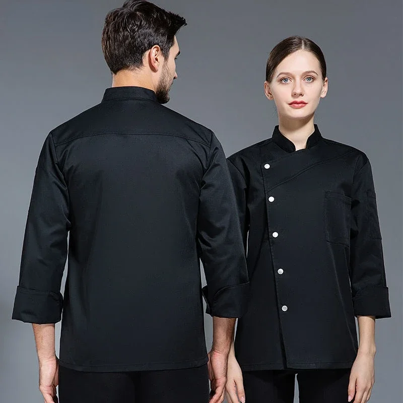 Uniforme de chef de restaurant unisexe, chemise à manches courtes et longues, veste de boulanger de cuisine, chapeau tablier, vêtements de travail de cuisinier, hommes et femmes