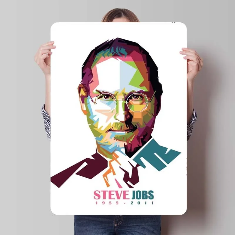 Steve Jobs Sign Celebrities Poster Metal Wall Art Mural Retro Metal Tin Sign Plaque for Wall Decoration Decor for Room Man Cave