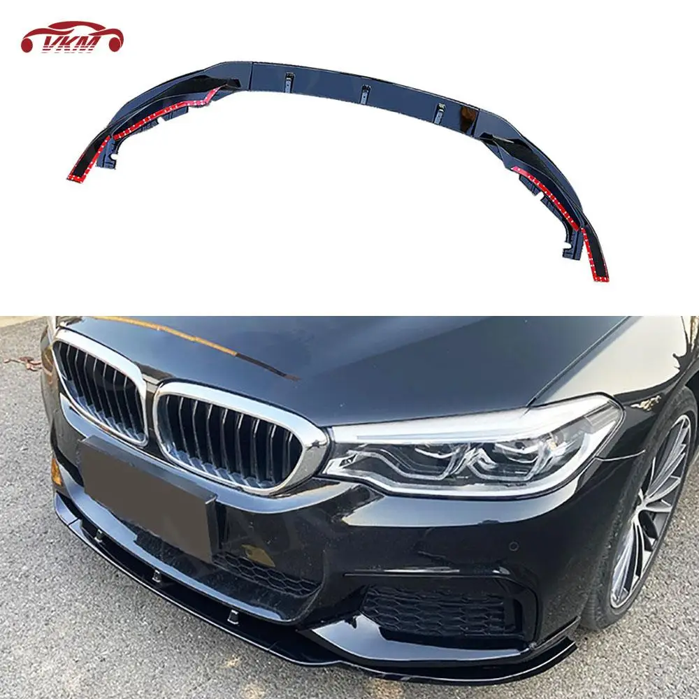 

Front Bumper Lip Chin Spoiler with Side Splitter for BMW 5 Series G30 M Sport 2017 2018 2020 ABS Carbon Look Car Accessories