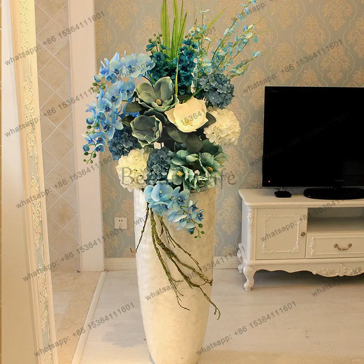 

FRP shell floor-to-ceiling large vase flower device simulation flower art set European living room home ornament
