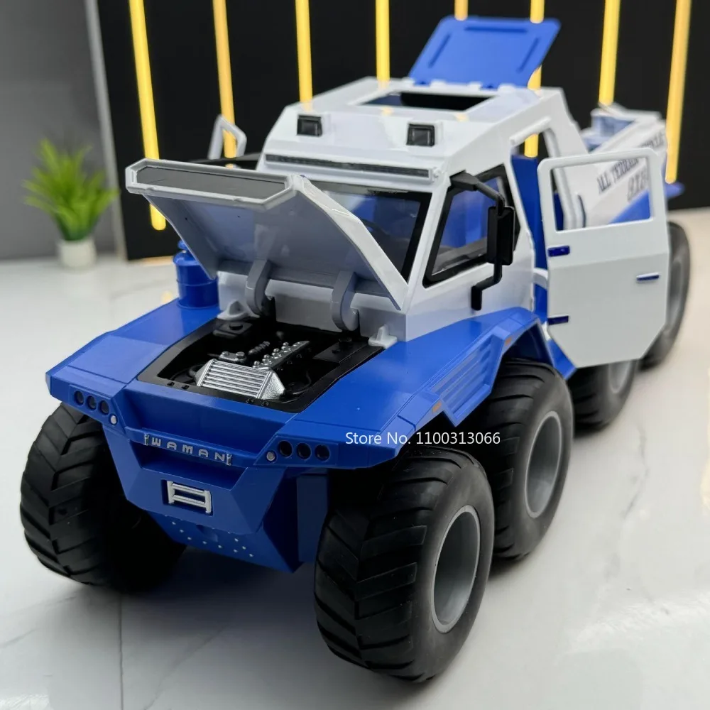 1/24 Alloy Car Model Russian Avtoros Shaman 8*8 Diecasts Off-road Vehicle with Light Sound Pull Back Function SUV for Boy Gifts