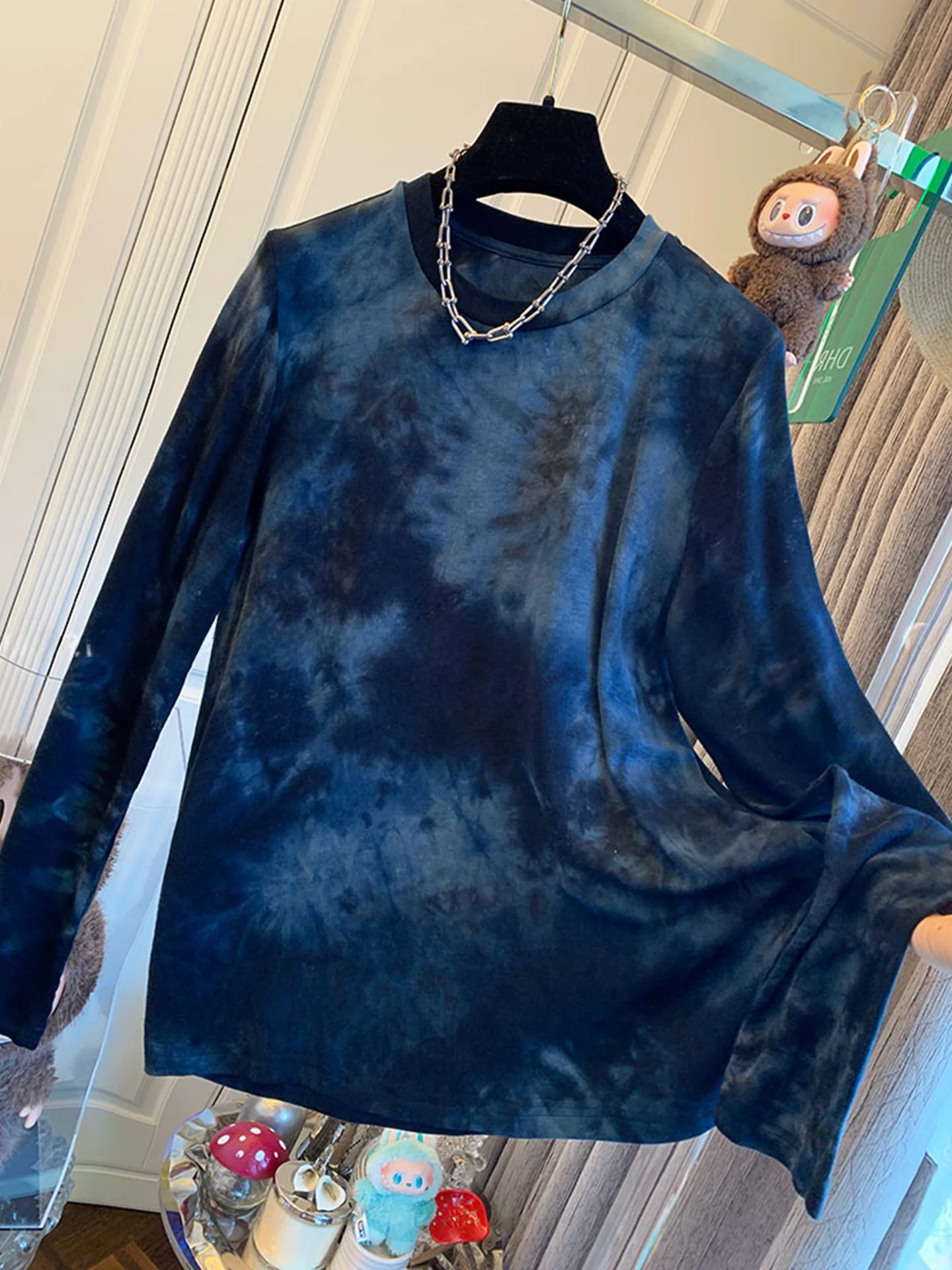 

Ele round Ne Base irt oulder Length Commute Unique T-irt Women's Slim Fit Korean Sle Long Sve Autumn Top