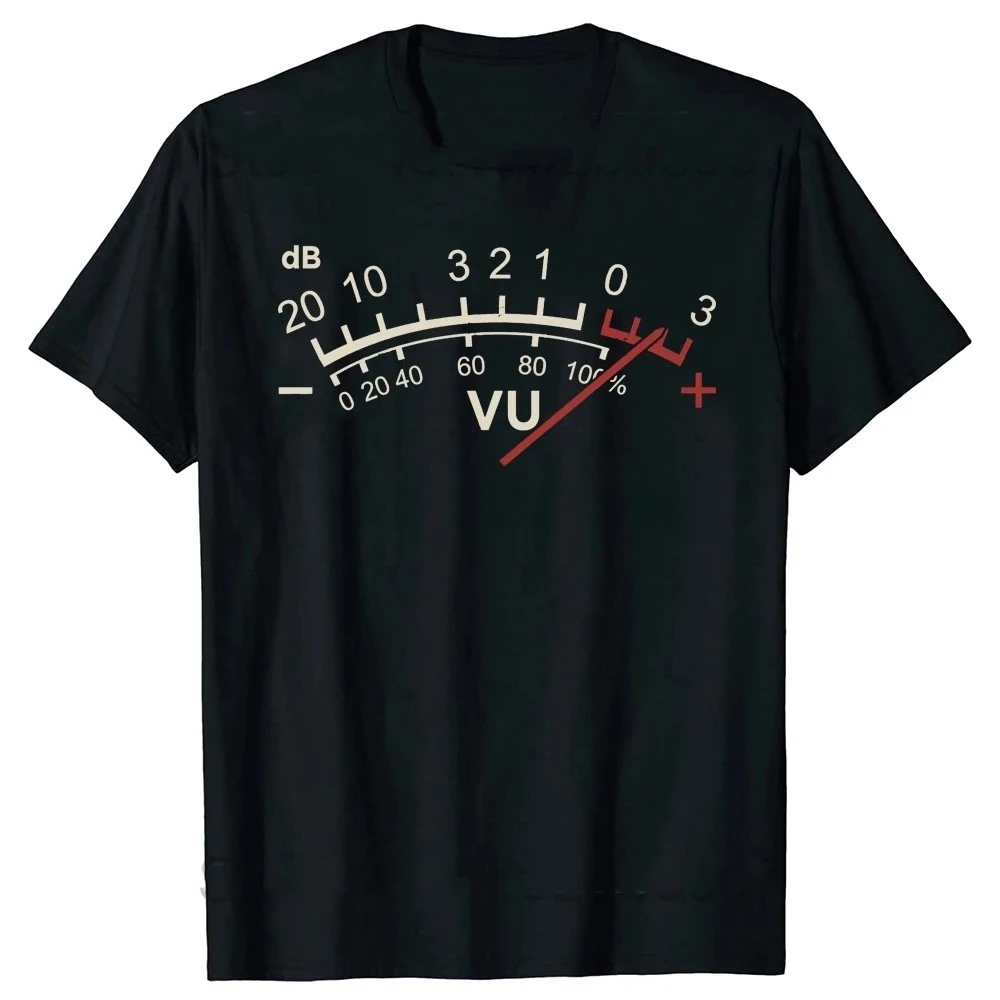 DJ Retro Vintage Classic T Shirt  VU Meter Music Sound DB Men Casual Short Sleeve Tees Tops Harajuku Analog Audio Mens Clothing