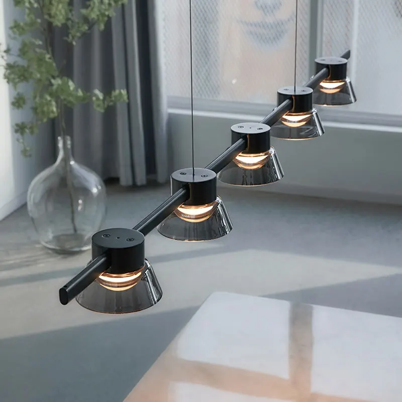 

Nordic Novelty LED Chandelier Hotel Kitchen Island Smoke Gray Dining Room Hanging Light Living Room Bedroom 96V-240V Decor Lamps