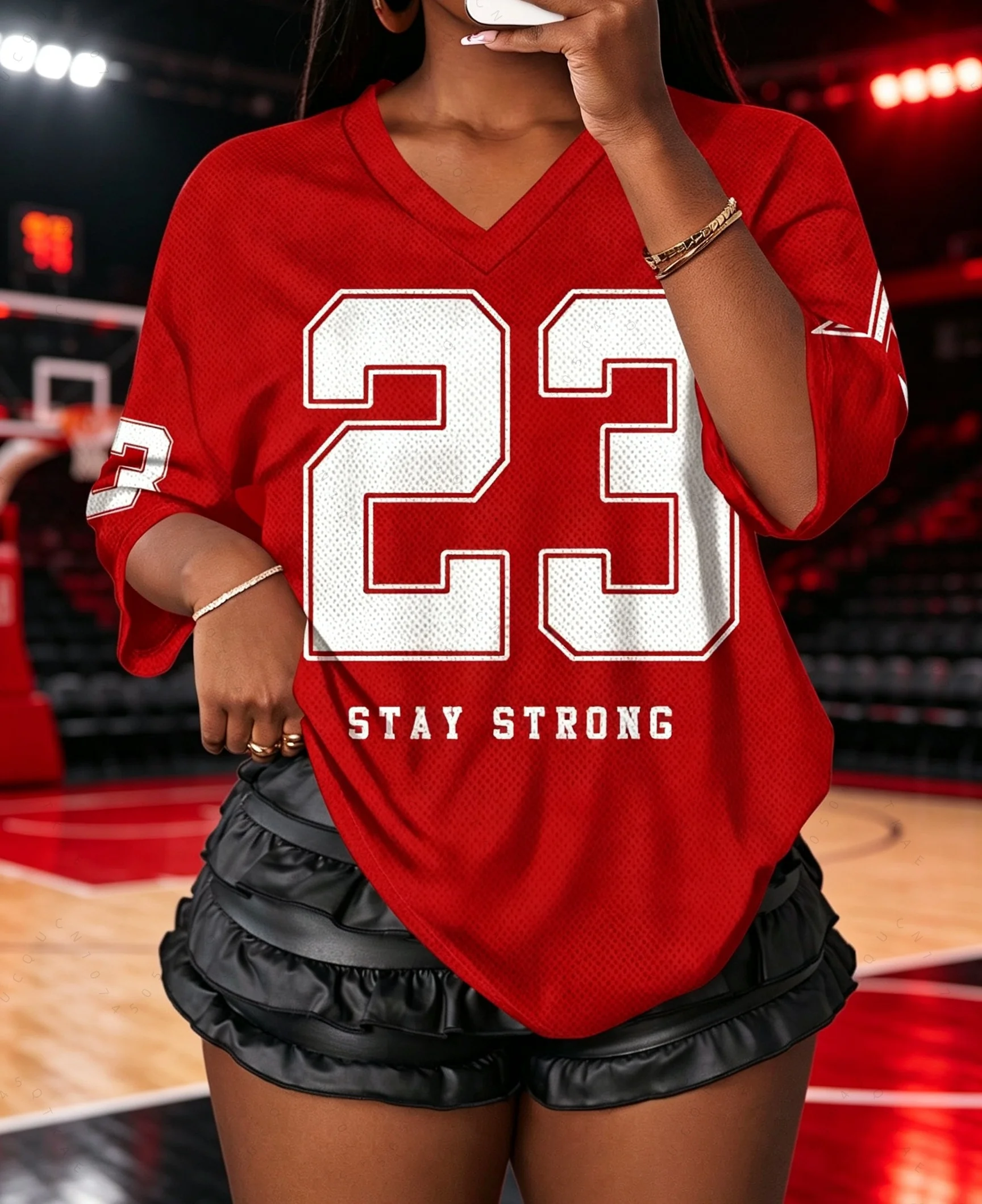 T-shirt graphique minimaliste décontracté avec lettres No.23 pour femmes, maillot de sport d'été adapté aux matchs de basket-ball, haut Y2k pour parents et enfants