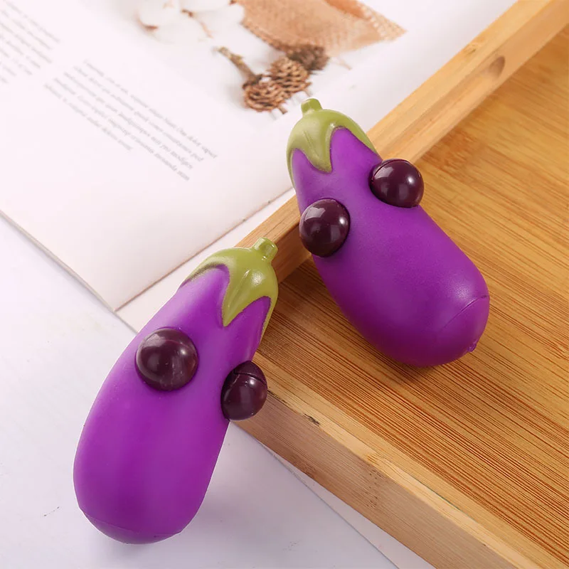 Anti-Stress Toy Eggplant With Narrow Eyes Squeeze Fidget Toys Squishy Funny Stress Relief For Kids Adults Gift Prop 1pcs J184