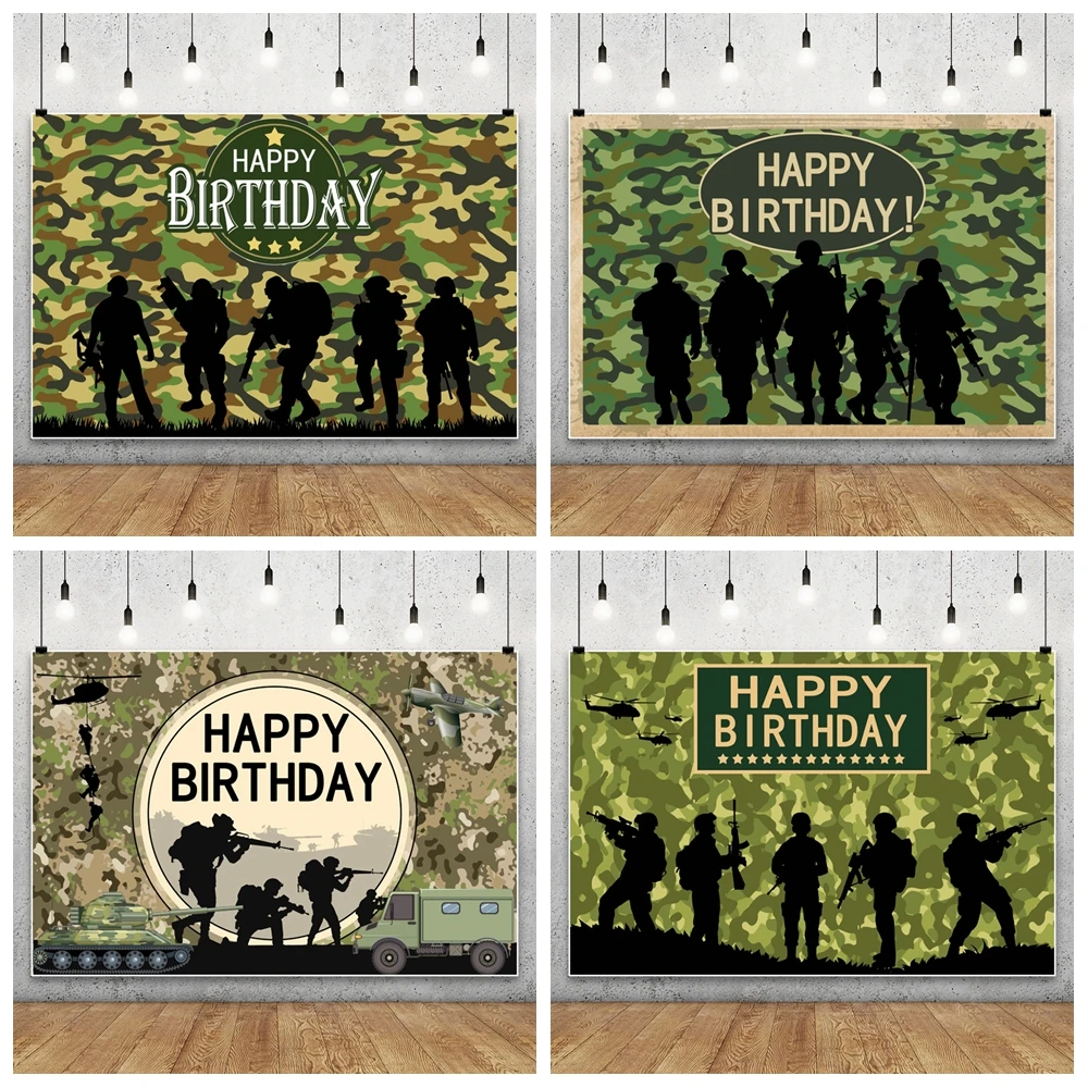 

Boys Happy Birthday Theme Photocall Backdrops Car Army Green Theme Birthday Party Decorations Boy Kid Photography Backgrounds