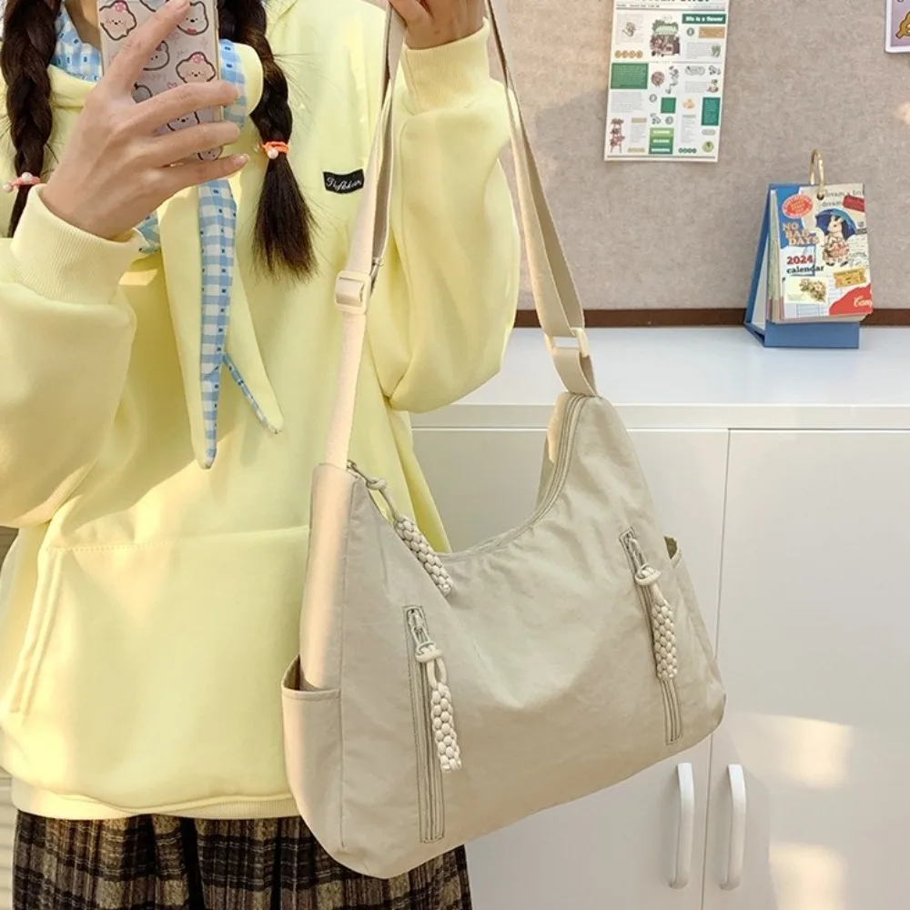 

Fashion Nylon Women Shoulder Bag Multi Pocket Solid Color Messenger Pack Casual Large Capacity Tote Bags Girls