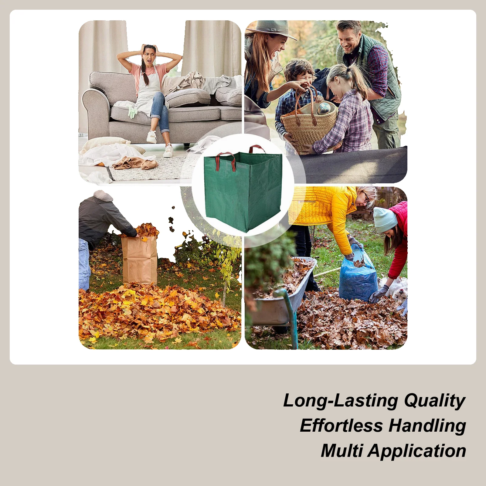 

125/270л мешки для газона мешки для листьев многоразовые садовые мешки для стрижки дворовые мешки для мусора соломенные мешки для урожая большая вместимость садовые обрезки