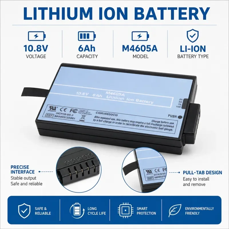 [NEW]  Replacement Battery for Philips M4605A MP90 M8001A M8002A Patient Monitor High Capacity Rechargeable Power Supply