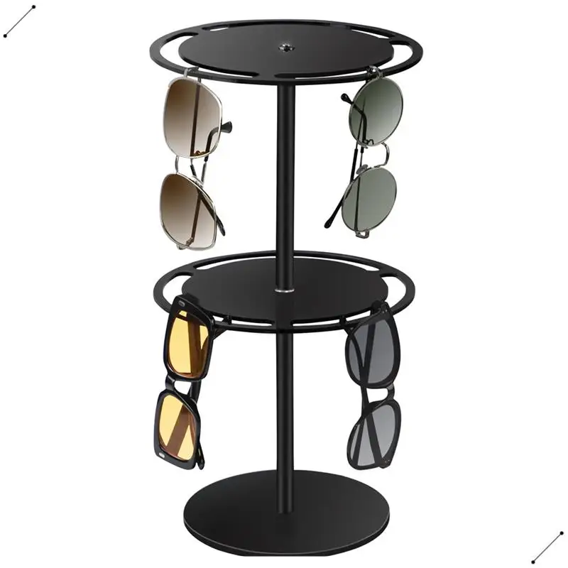 Sunglasses Holder Organizer, 360° Rotatable Acrylic Eyeglasses Display Stand, Eyewear Storage Rack For Desk Dresser Easy Install
