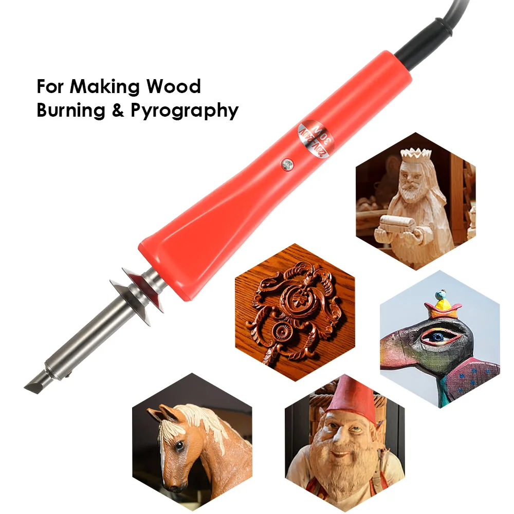 28PCS 220-240V 30W  Electric Soldering Iron Wood Burning KitPyrography Tool Wood Burning/Engraving/Carving/Embossing