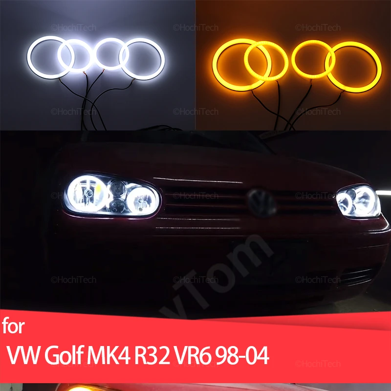 

Top Quality Switchback Cotton Light LED Angel Eye Halo Dual Color for Volkswagen VW Golf MK4 R32 VR6 CABRIO A4 1998-2004