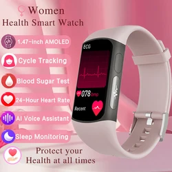 2024 New Medical Grade Smart Watch Women Menstrual Period Sleep Heart Rate Health Detection Bracelet AMOLED BT Call smart watchs