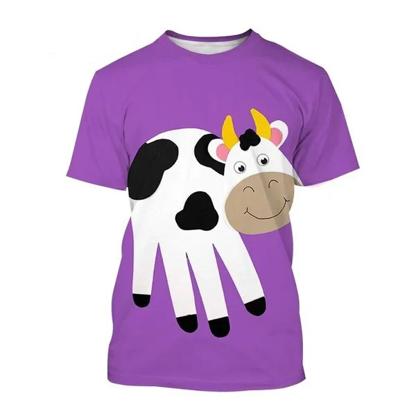 Summer Fashion New Cow 3D Print T-shirts Women Streetwear Casual Harajuku Short Sleeve T Shirt O-neck Kids Tees Tops Clothing