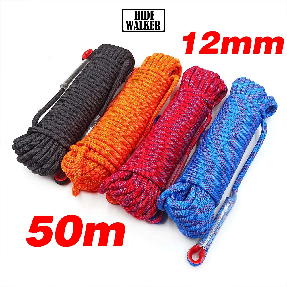 12mm 50m Outdoor Climbing Rope Escape Rescue Static Rope Rock Equipment Mountaineering Lifeline Emergency Survival Safety Gear