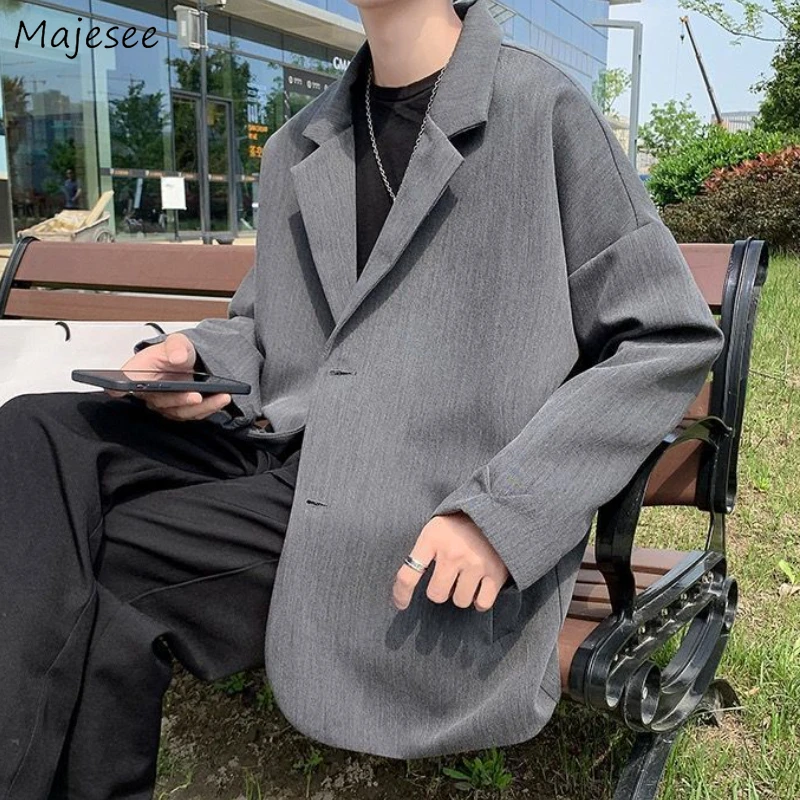 Blazers Men Simple Mature Smart Casual Handsome Outwear High Street Loose Fashion All-match Business Ulzzang Vintage Soft Autumn